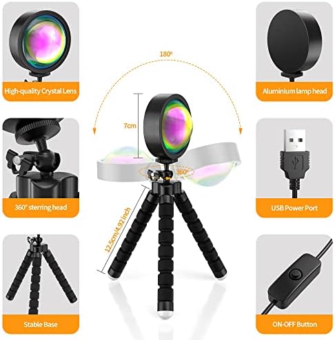 Mumaniu Sunset Lamp, Color Changing Brightness Adjustable LED Light with Remote, APP Sunset Projection Lamp 10 Dynamic Modes, USB Charging for Bedroom Party Decor