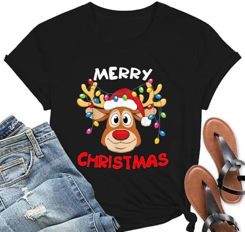 Christmas Tree Shirts Women Snowman Merry Christmas Shirt Xmas Holiday Tee Tops
