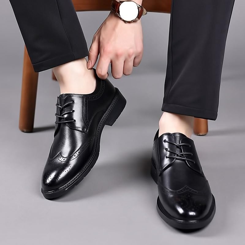 Men's Classic Oxford Shoes Lace-Up Formal Tuxedo Derby Fashion Leather Low Heel Business Casual Dress Shoes2