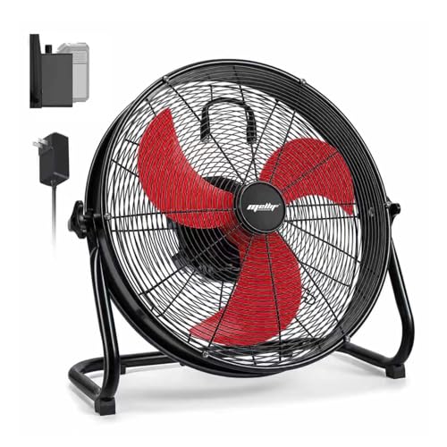 Image of 18 inch Brushless Cordless Floor Fan Compitable with Milwaukee 18V Battery(Tool Only), 2500 CFM Quiet Industrial Fan with AC Adapter, 5 Speeds 360Tilt Portable Metal Shop Fan for Garage Jobsite Camping