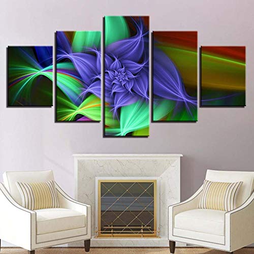 Impression sur toile teal flower 5 pièces de qualité supérieure pour intérieur chic