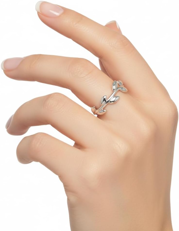 Choose Your Color 925 Sterling Silver, 18K Gold Plated Olive Leaf Band Ring Beutiful Fine Jewelry Perfect for Special Occasion Ring Gift for Women and Size US 4 to 13
