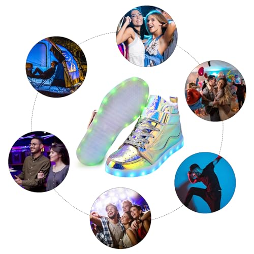 Image of Light Up Shoes Men Women LED Shoes USB Charging Adult High Top LED Sneakers Glow in The Dark Footwear for Dancing Party Festivals Festivals