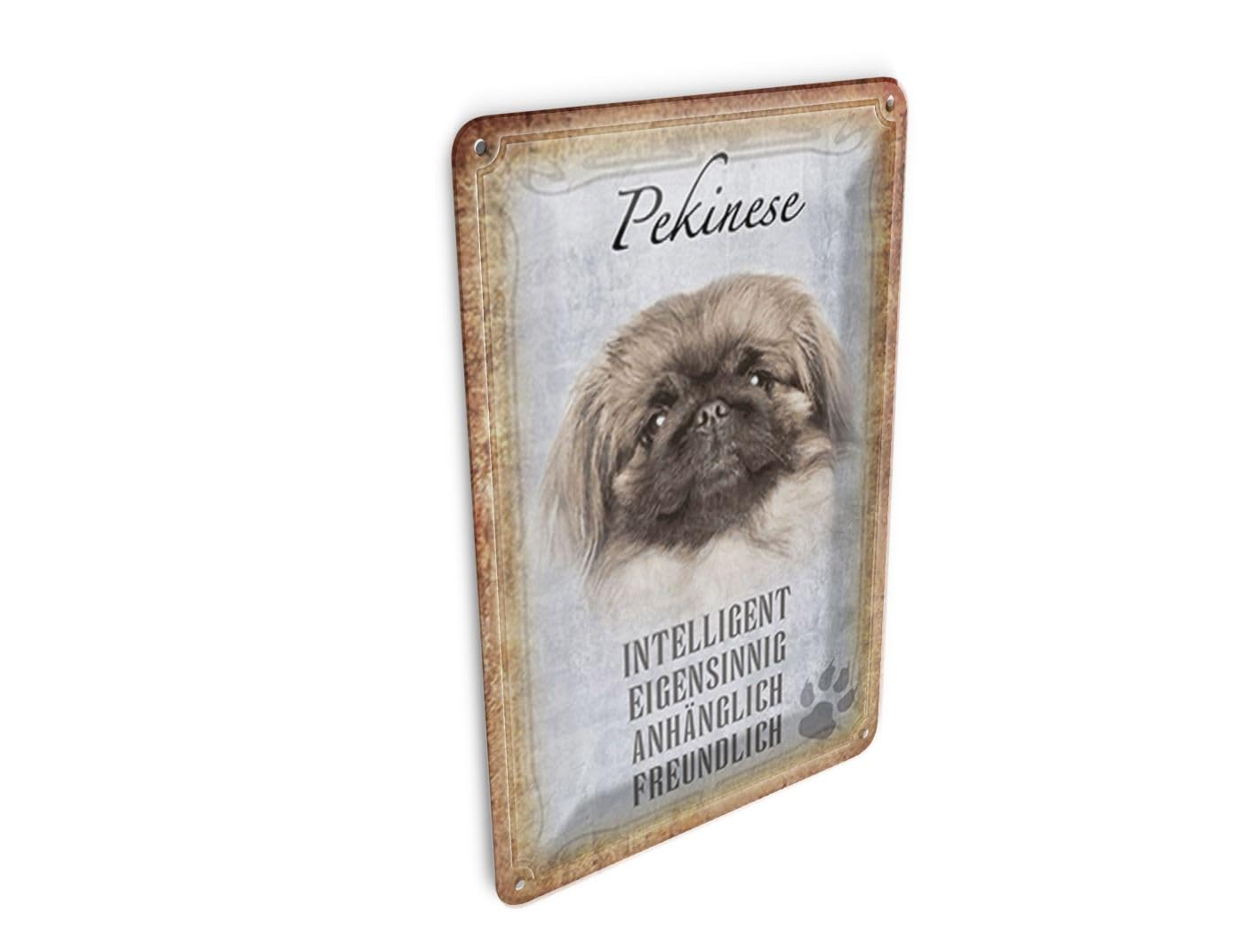 Femer Girls Multicoloured Tin Postcard Saying 10 X 14 Cm Pekingese Dog Metal Decorative Sign