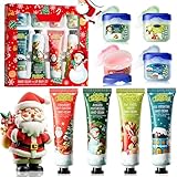 8 Stück Mini Handcreme Weihnachten Set, 4 Stück Weihnachtshandcreme & 4 Stück Lippenbalsam Set, Weihnachts Pflegeset, Handcreme Mini Set, Kleine Weihnachtsgeschenke für Frauen Männer