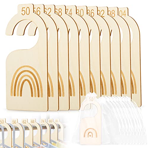 Vaileal Lot de 10 séparateurs de taille pour bébé - En bois - 10 tailles de 50 à 104 - Séparateur de taille pour trier les vêtements de bébé - Pour chambre d'enfant Cover