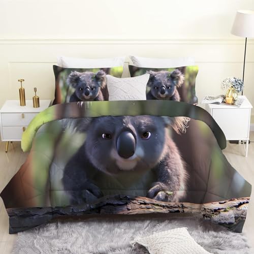 FamHarbor Edredón doble, edredón sin funda con bonito patrón de koalas, edredón doble de 7,5 tog para todas las estaciones, suave y cómodo, edredón ligero lavable de 200 x 200 cm, A2229