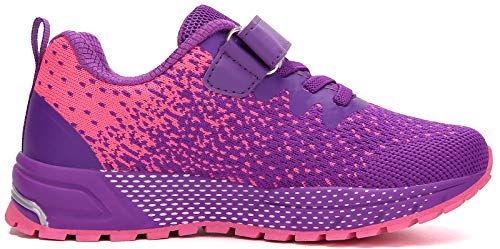 Kubua Kids Sneakers For Boys Girls Running Tennis Shoes Lightweight Breathable Sport Athletic Purple #TOP6