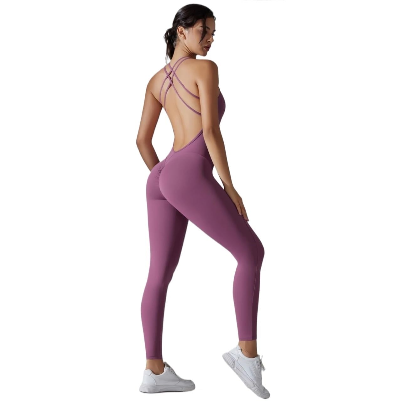 Damen Gym Set Yoga Body Strampler Rückenfreies Set Fitness Einteiliger Sportanzug Stretch Gym Kleidung Push Up