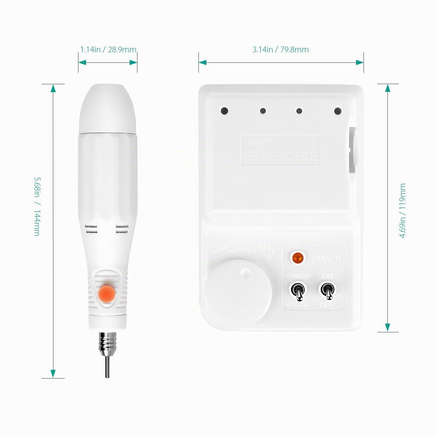 JSDA torno para uñas y fresa de ceramica, 25000 rpm, para quitar esmalte y gel, ideal para limar, alisar y quitar cutículas - Made in Germany