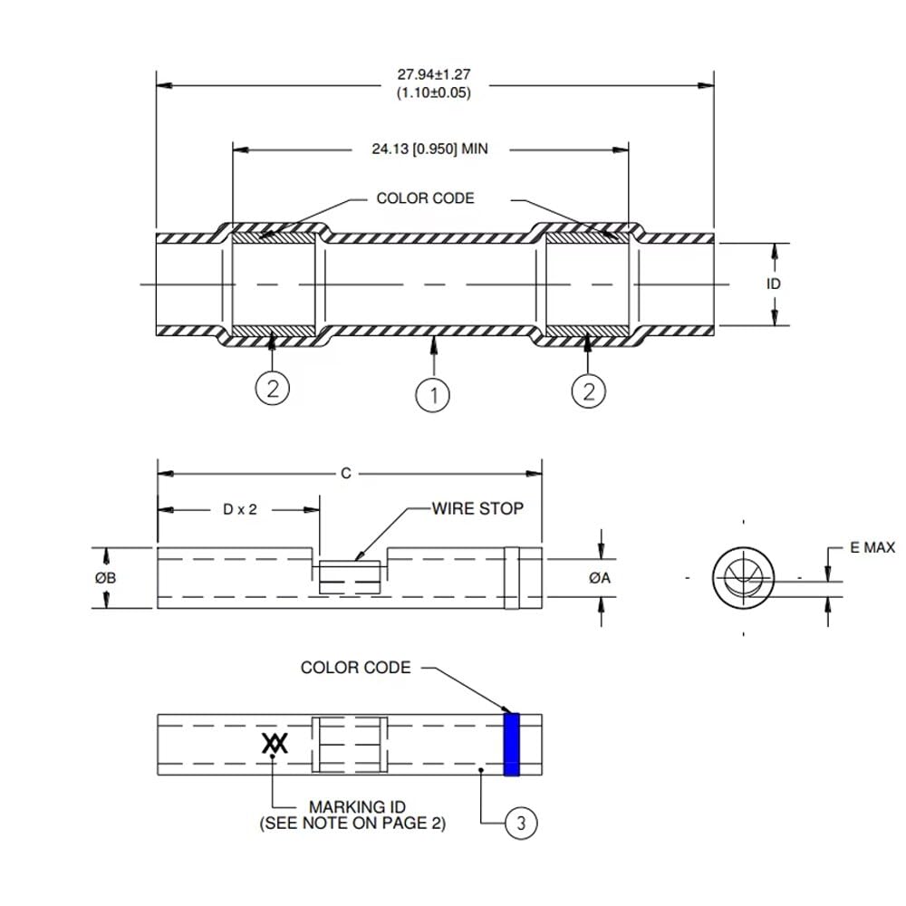 Conector de acoplamiento termorretráctil serie D-436 (MIL81824/compatible), incluye 200 conectores de empalme de cobre y tubos termorretráctiles de PVDF, conectores de aislamiento impermeables