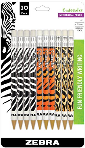 Zebra Pen Cadoozle Animals Mechanical Pencil, 0.7mm, Assorted, 10-Pack (51610)