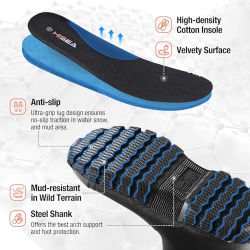 HISEA Upgraded Men's Rain Boots, Waterproof Insulated Neoprene Rubber Boots with Steel Shank, Durable Anti-Slip Outdoor Work Boots for Hunting Gardening Farming Fishing Mud Working, Adjustable Calf4
