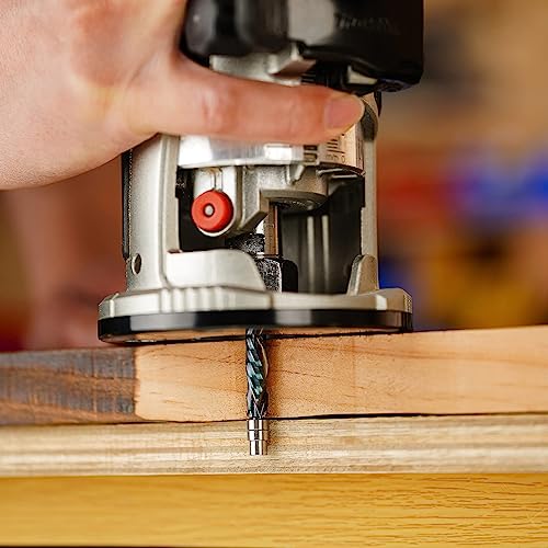 Spetool Compression (Up&Down) Spiral Flush Trim Router Bit Solid Carbide 1-1/8 Inch Cutting Length 1/4 Inchs Shank With Bottom Bearing Pattern Router Bit For Woodwoking #TOP4