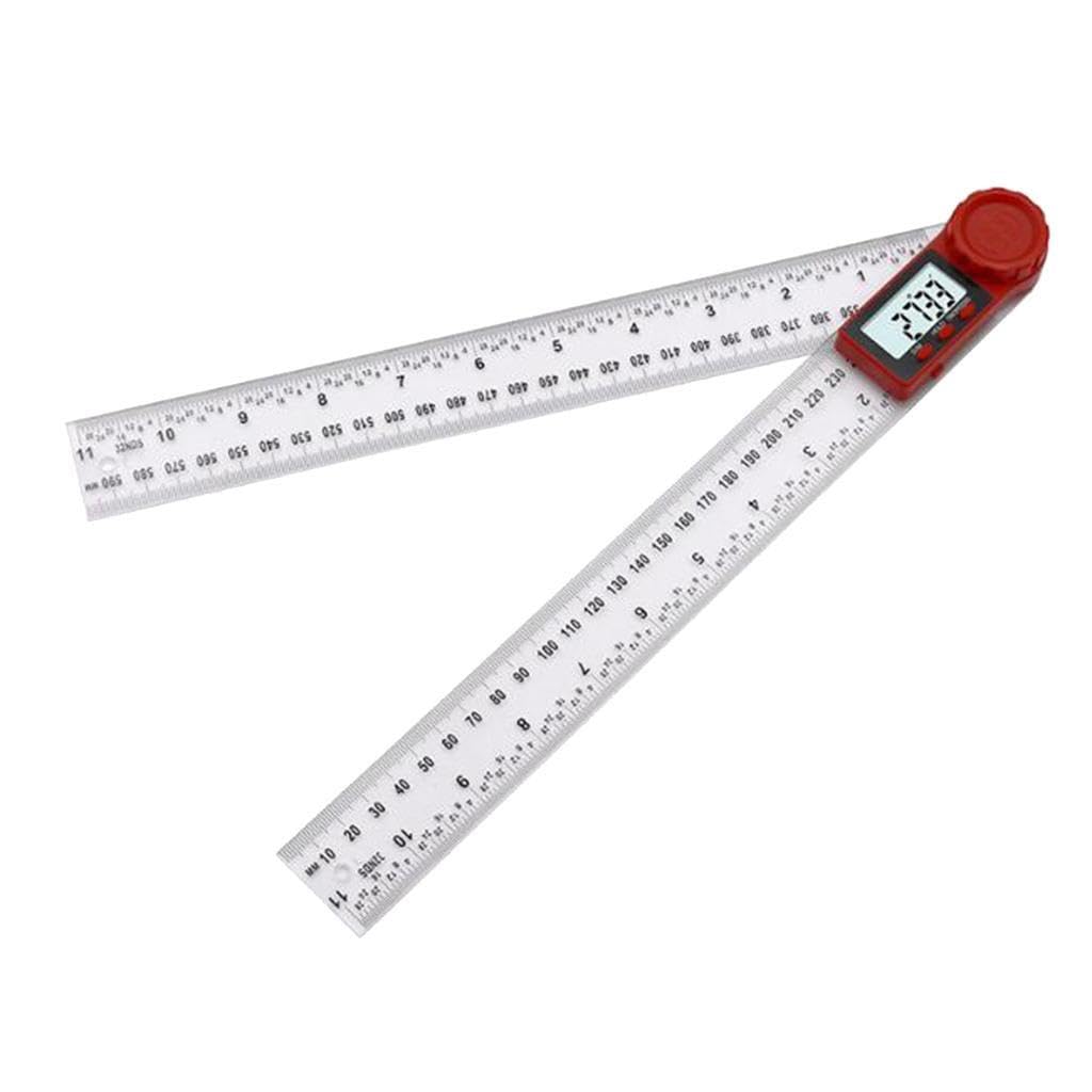 Yixannx Red Clear Digital Lcd Display Digital Angle Steel Ruler Electronic Protractor Goniometer Ruler Provides Accurate Angle Measurements Etc. Can Measure And, 0-300Mm