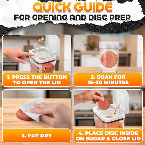 Image of Brown Sugar Container Keeper with Lid & Spoon - Airtight Clear Plastic Brown Sugar Canister with Moisture Disc - 1-Button Easy Open Jar, Clump-Proof Soft & Fresh Storage with Silicone Seal, 2 Quart