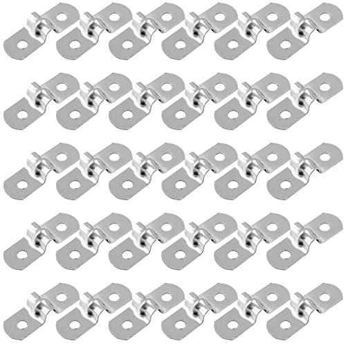 Bonsicoky 30 correas de tubo rígidas M5, 1/5 pulgadas, acero inoxidable, 2 agujeros, abrazadera de tubo para fijar tuberías o cables, 0.47 pulgadas de ancho