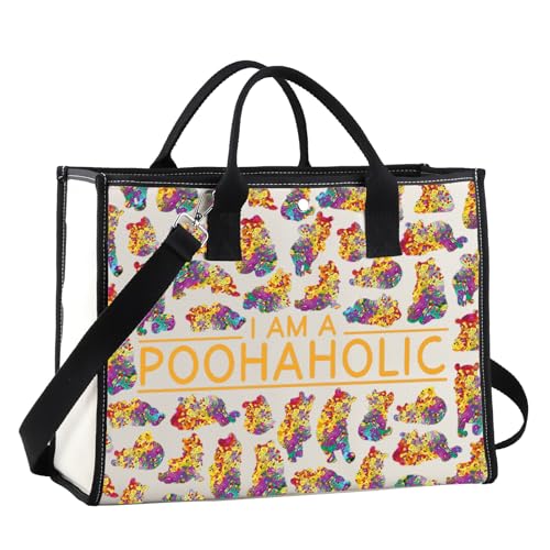 GJTIM Cartoon Bear Gift Cartoon Character Fans Gift Bear Accessories Canvas Bag I Am A Poohaholic Tote Bag