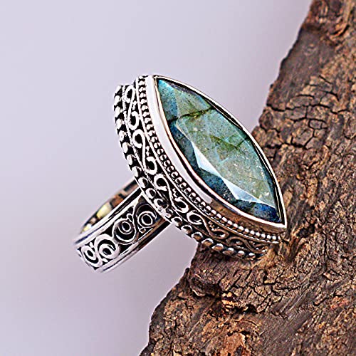 Labradorite plata de ley 925 marquise-shape jewellery mujer unisex fina 2