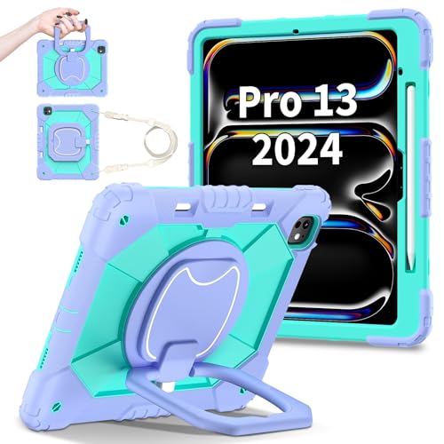 Étui iPad Pro 13 pouces M4 2024 housse de protection antichoc pivotante avec sangle ban