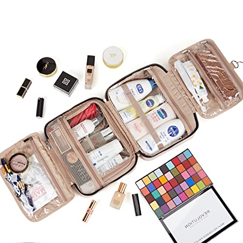 Nishel Hanging Travel Toiletry Bag, Visible Makeup Organizer, Makeup Case For Travel Accessories, Bathroom Shower, Pink #TOP3
