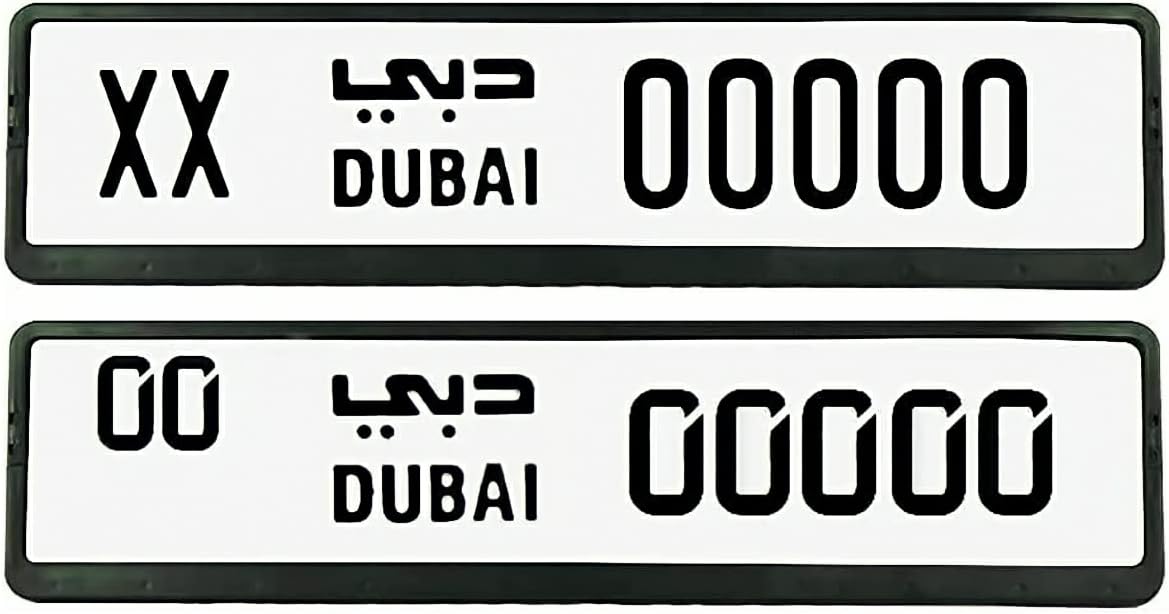 ETAVA Car Number Plate Holder Frame For (Dubai Emirates) 2Piece Set