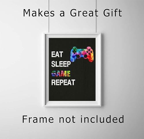 Miniatura 4 de Eat Sleep Game Repeat Quote Wall Art 11x14 Poster Print, Unique Christmas Birthday Fathers Day Gift for Gamer, Techie, Developer, Gaming Nerds. Cool