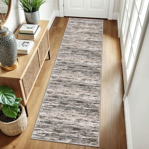 2x8 Brown Green Black White Modern Abstract Runner Rug for Hallways, Super Soft Hallway Decor Kitchen Rugs with Non-Slip, Non-Shedding Washable Rug for Entryway Bedroom Indoor