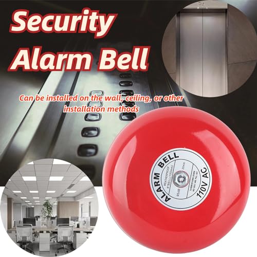 Image of Fire Alarm Bell, Fire Alarms, 110V Metal Alarm Bell, CB‑6B 95dB Metal Electric Round Alarm Bell, Security Alarm Bell, for School Elevators Industrial
