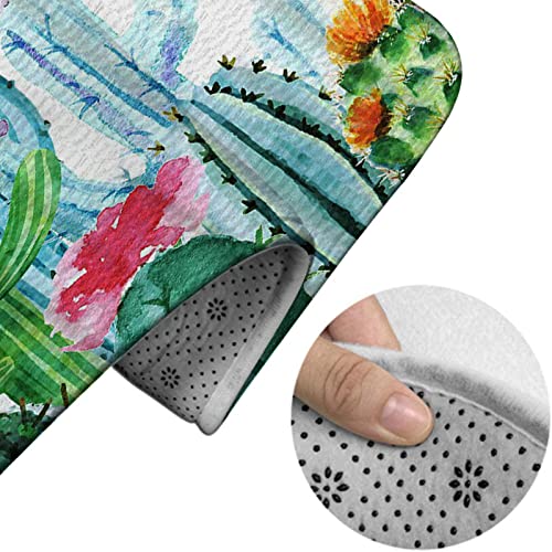 Badezimmerteppich-Set, 3-teilig, Tropische Kaktusblüte, waschbare Badeteppiche, rutschfest, mit Rückenpolster, Konturteppich und Toilettendeckelbezug – Bild 5
