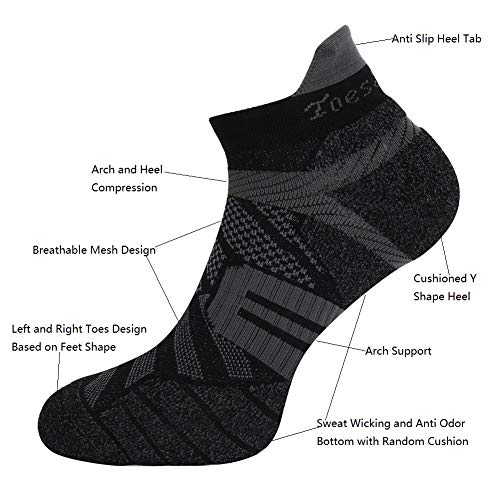 Toes&Feet Men's Anti Odor Quick Dry Cushioned Low Cut Compression (20-30mmHg) Running Socks2