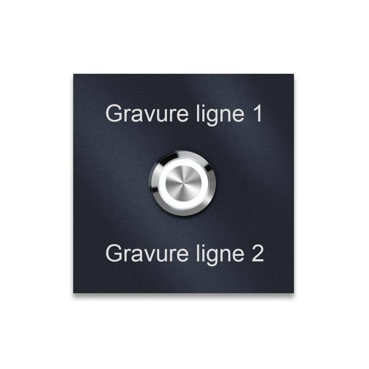 Sonnette Metzler avec Gravure + Bouton Poussoir optionnels | RAL 7016 Anthracite | 11 x 11 cm | Stella