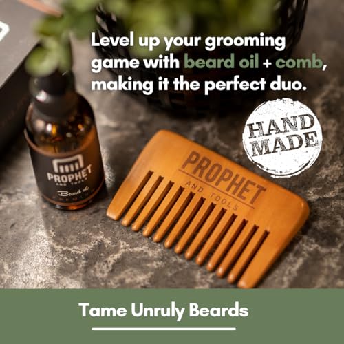 Prophet and Tools Premium Unscented Beard Oil & Comb Set - Thickens & Softens Beard, Reduces Itch & Flaking, 100% Natural, Fast-Absorbing Formula - Ideal for Beard Growth & Grooming - 30ml - Image 6