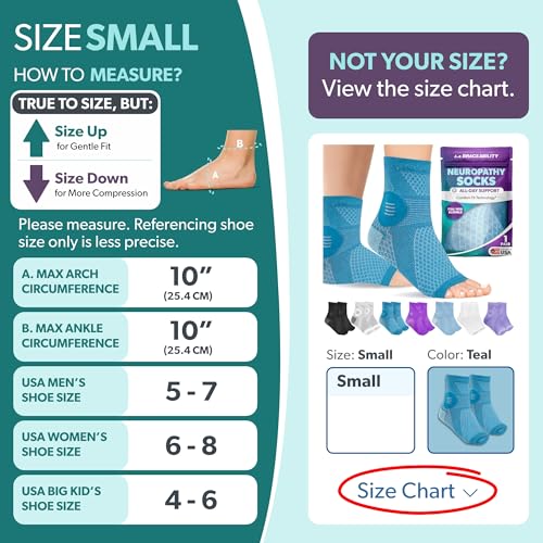 Image of BraceAbility Neuropathy Socks (Pair) - Peripheral Neuritis Compression Diabetic Toeless Foot Sleeves for Nerve Damage Pain in Feet, Ankle Gout, Plantar Fasciitis Relief Brace for Men and Women (S - Teal)