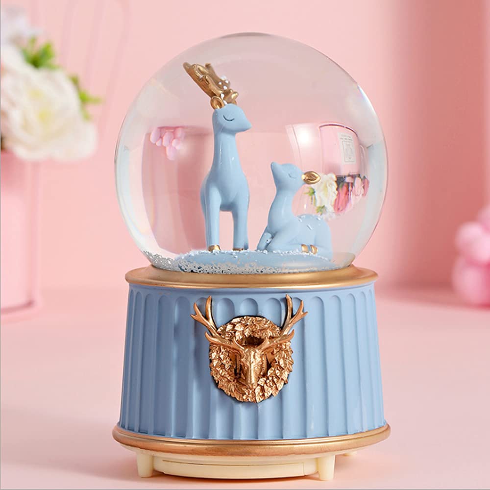 Boule à neige en cristal Boîte à musique rotative avec lumières colorées, château mélodie, art musical rêveur et exquis pour enfants, filles, anniversaire, Noël, Thanksgiving