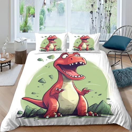 Housse de couette dinosaure hypoallergénique en microfibre 3D résistante pour lit enfant