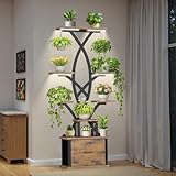 Plant Stand Indoor with Grow Lights - 8 Tiered Plant Shelf with Storage Drawer, 65' Tall Plant Shelf with Grow Light & 2 Hooks, Corner Plant Stand for Indoor Plants, Metal Plant Holder for Home, Patio
