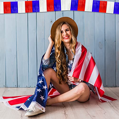 Image of 6 Pack 10 Feet White Blue Red Foil Fringe Garland Metallic Tinsel Streamers Banner Wall Hanging Backdrop Banner for Parade Floats, Thanksgiving, Christmas, Birthday, Halloween Party Decorations