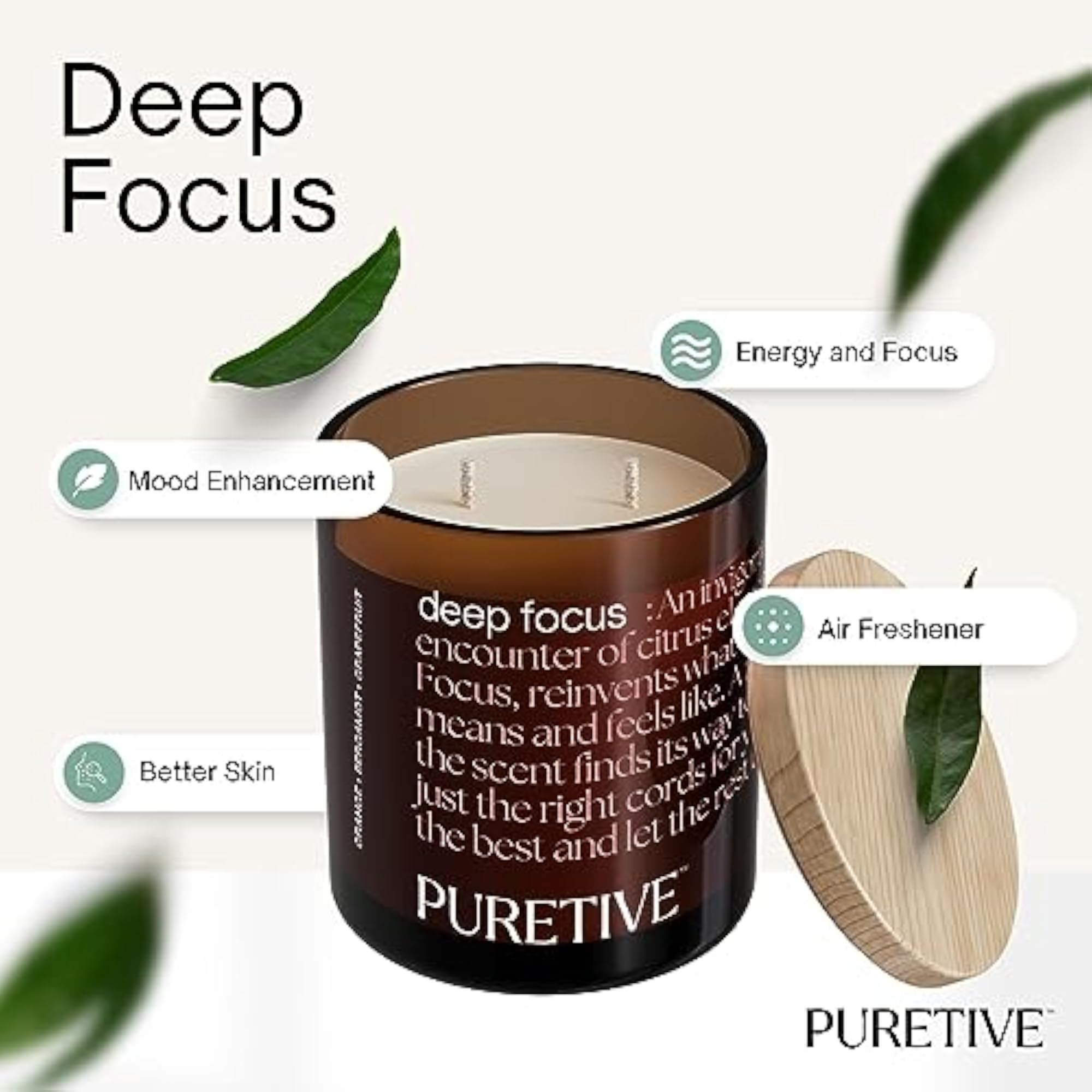 DeepFocus Scented Candle with Orange, Bergamot & Grapefruit