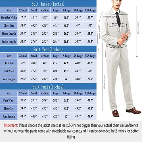 Mens Suit 3 Pieces Vintage Retro Wedding Suits Set Slim Fit Jacket Blazer Groom Tuxedos Casual Groomsmen Suit Set With Tie For Men Ivory Xxl #TOP1