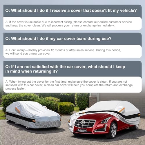 Image of 10 Layers Car Cover Custom Fit for Cadillac CTS CTS-V (2014-2019), Waterproof All Weather for Automobiles, Outdoor Full Cover Sun Dust Rain Protection with Cotton. Silver
