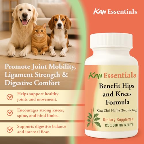 Image of Kan Herb Company Benefit Hips and Knees Formula - Traditional Chinese Herbal Blend to Support Joint Comfort, Mobility, and Digestive Balance, Herbal Supplement Tablets for Pets, 120 Tablets