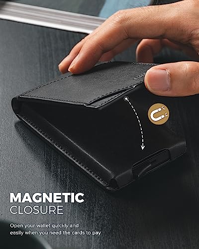 Image of VULKIT Minimalist Wallet for Men Pop Up Credit Card Holder Slim Bifold Wallets RFID Blocking Magnetic Closure with Gift Box, Black, slim, Minimalist