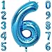 Produktbild CHANGZHONG 40 Zoll 0 to 9 in Blau Nummer Folienballon Helium Zahlenballon Luftballon Riesenzahl Party Hochzeit Kindergeburtstag Geburtstag Nummer 6