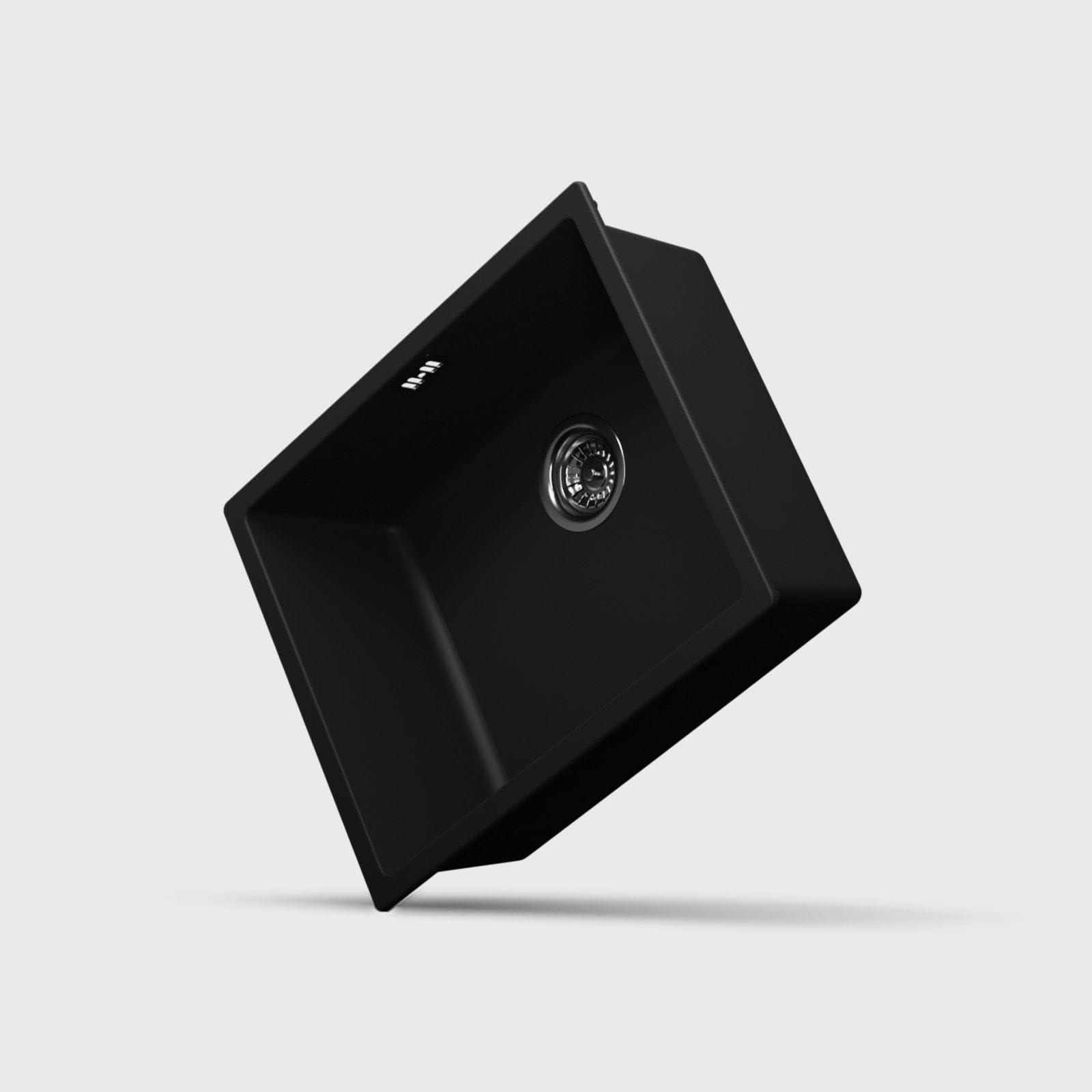 LD54BL – Fregadero de cocina 1 seno negro – Composite BIO – Empotrable o Bajo Encimera – 55 x 45 x 20,8 cm