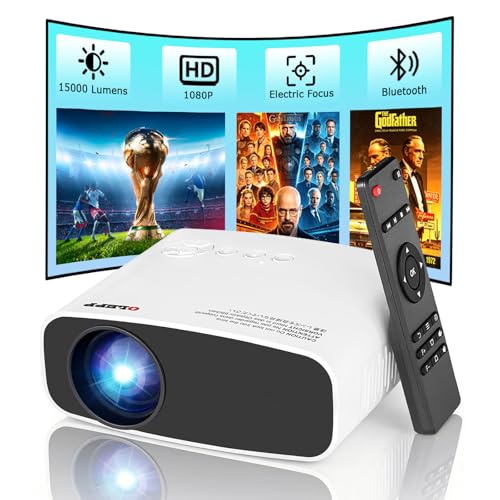 Image of Mini Projector Wired with Bluetooth Audio, Native 720P Supports 4K, Electric Focus & Keystone, Dust-Proof Low Noise, HDMI/USB for Laptop/PC/Stick, for Home Office Classroom Meeting Outdoor Movie