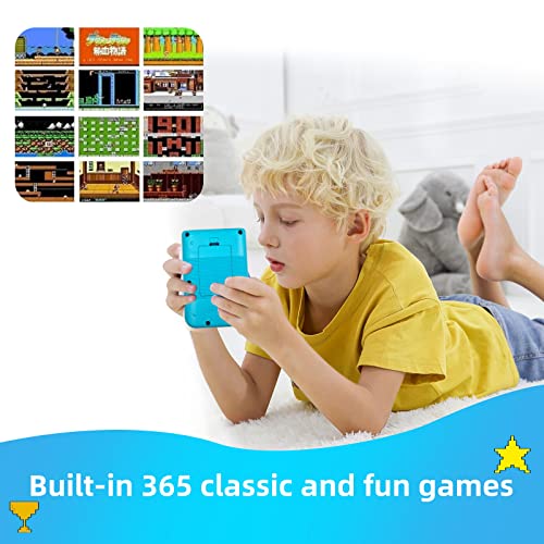 JJFUN Retro Handheld Games for Kids, 8 Bit Retro 365 Classic Games 3.0\" LCD Screen Portable Video Game Player Support TV Output Electric Learning Toys for Boys Girls Ages 4-12 (Blue