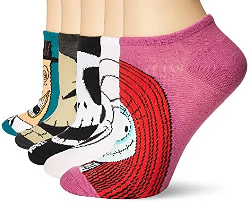 Disney womens Nightmare Before Christmas 5 Pack No Show Casual Sock, Assorted Multi, 9 11 US