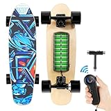 Caroma Electric Skateboard with Remote, 350W Electric Longboard for Kids Adults, 12.4MPH Top Speed, 8 Miles Range, 7 Layers Maple, 3 Speed Gears Adjustable for Beginners and Experts