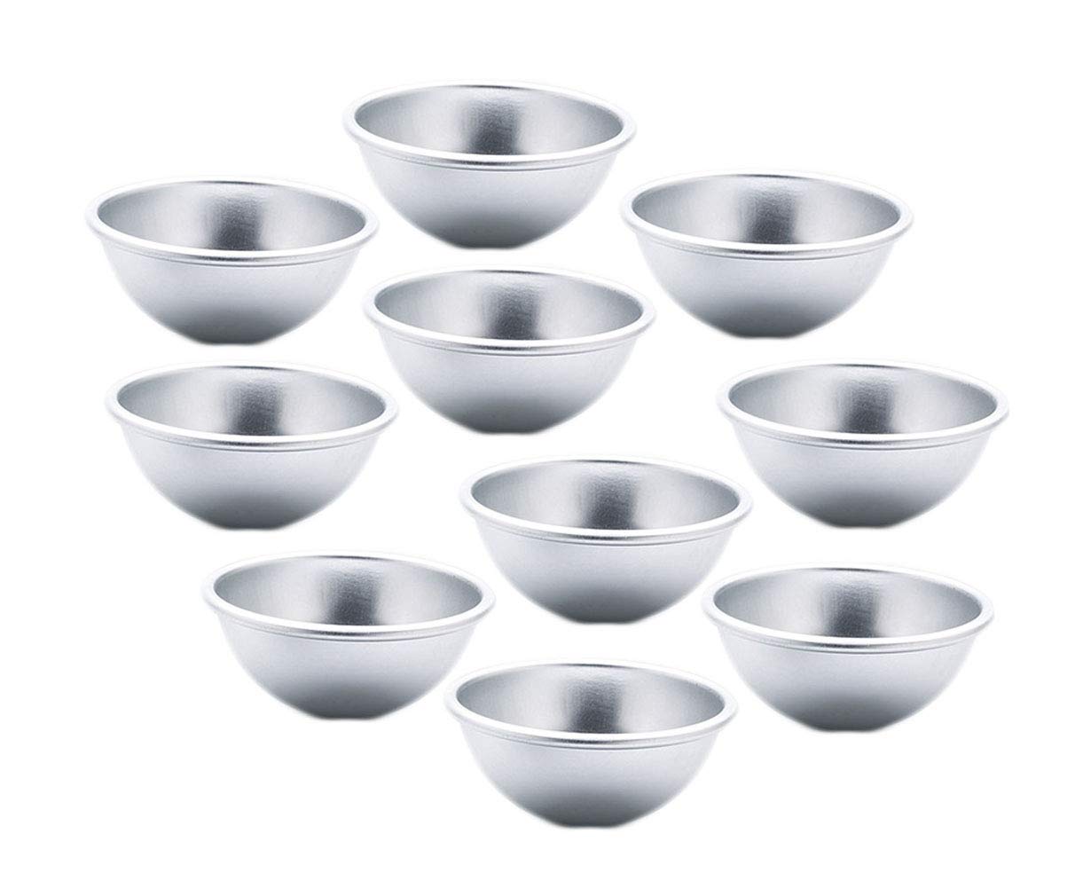 Anikigu6 Sizes DIY Metal Bath Bomb Mold 10 Pieces for Crafting Your Own Fizzles - 6.5cm